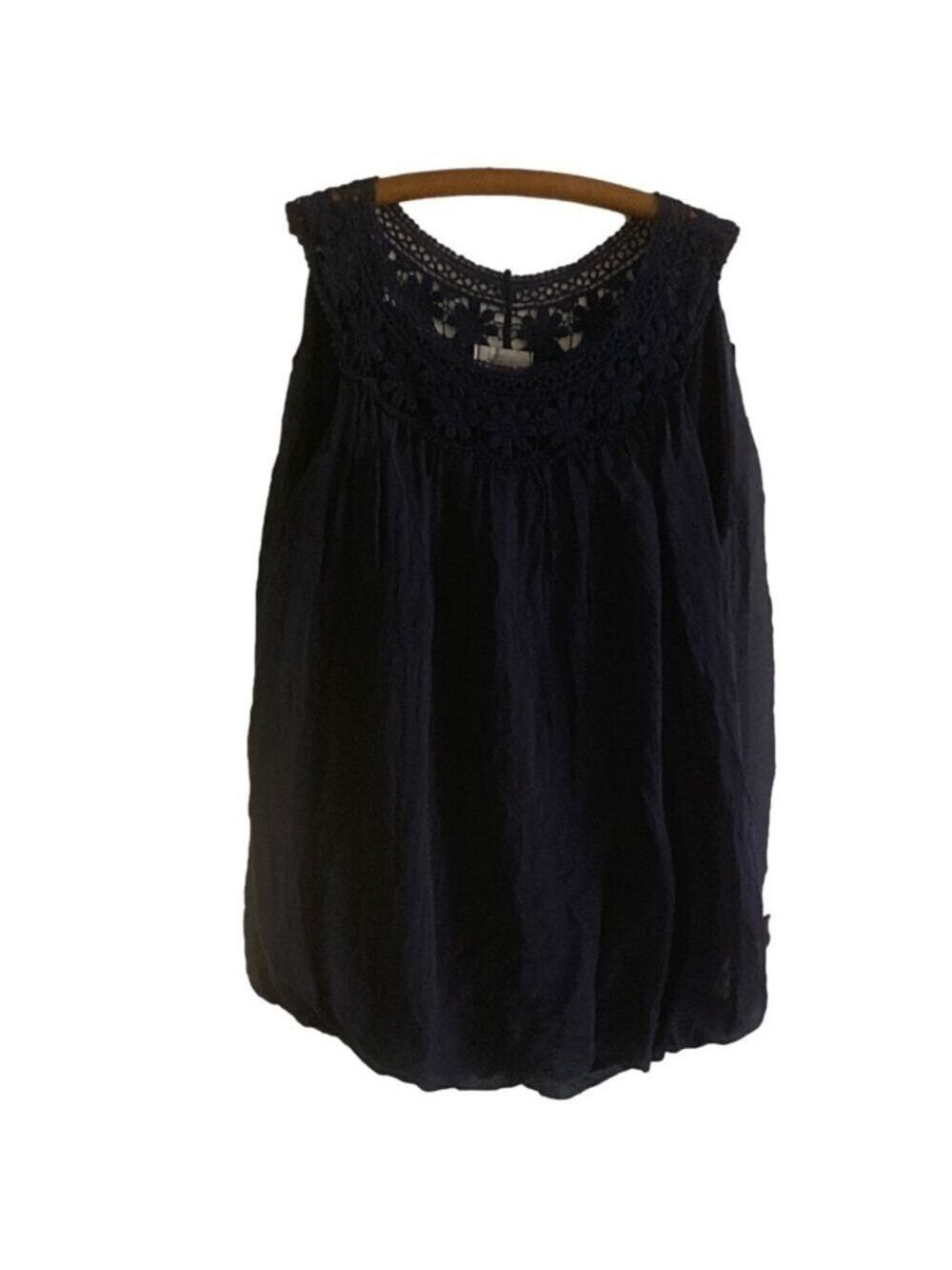 AMBRA Made in Italy Sleeveless Pullover 100% Silk Navy Women’s Small